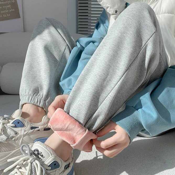 Женские зимние теплые длинные брюки, флисовые толстые леггинсы, однотонные эластичные повседневные спортивные штаны на шнуровке больших размеров, шаровары, повседневные брюки, размер Plu