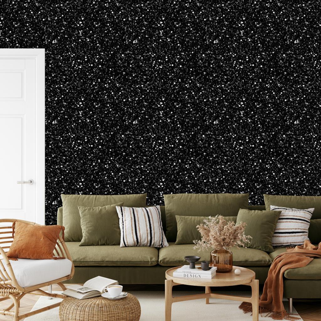 Black glitter wallpaper black, black background for living room and bedroom 50x1000