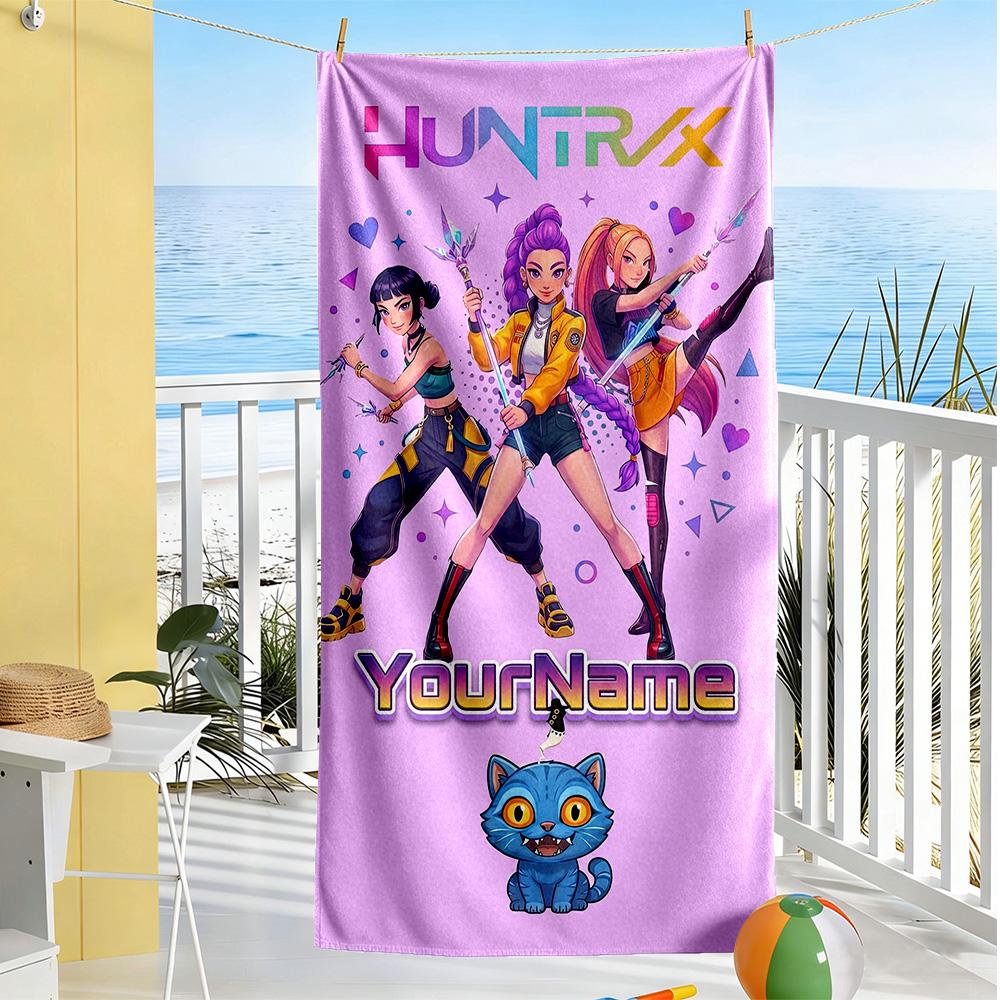 Demon Hunter Girls Customize Text Beach Towel Soft Durable Quick-Dry Suitable for Sports Travel Swimming Yoga Bathroom Beach And Pool