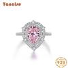 Кольцо Tancision Синтетическая капля воды 3 карата Розовый бриллиант Стерлинговое серебро S925 Платиновое покрытие Цветоделение Основной камень 7*10.
