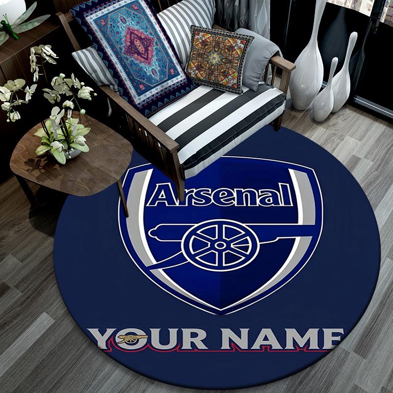 Custom Name,Arsenal pattern round rug,Carpet Rug for Living Room Bedroom Playroom ,Non-slip Floor Mat,Holiday Gifts and Birthday Gifts.