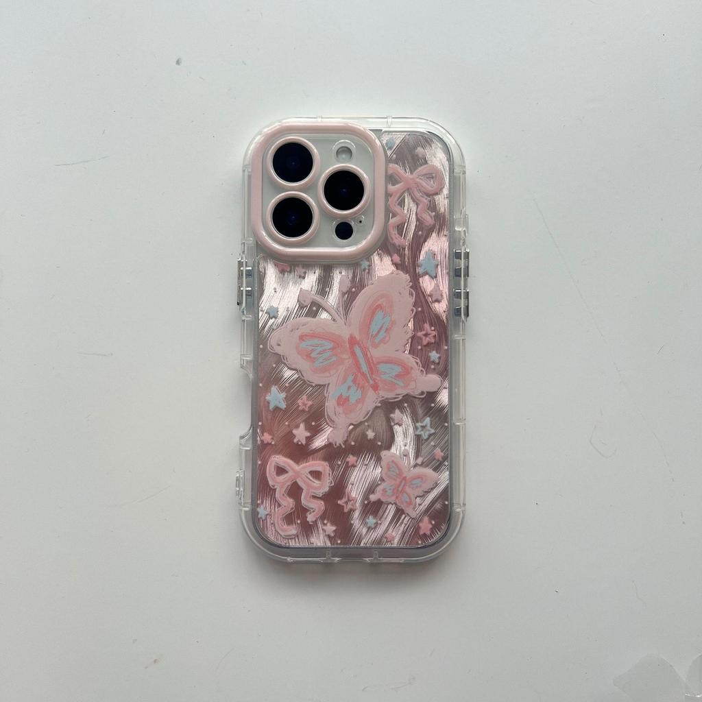 Розовый чехол для iPhone с бабочками: Защитный чехол от падений и ударов для iPhone 13, 15 Pro Max, 16, 17 Pro.