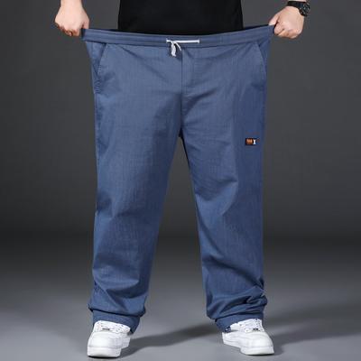 Мужские офисные брюки, повседневные брюки, прямые брюки с эластичной резинкой на талии, мужские брюки большого размера