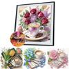 5D DIY Частичная специальная фигурная дрель Алмазная картина Кофейный цветок Набор 30x30см