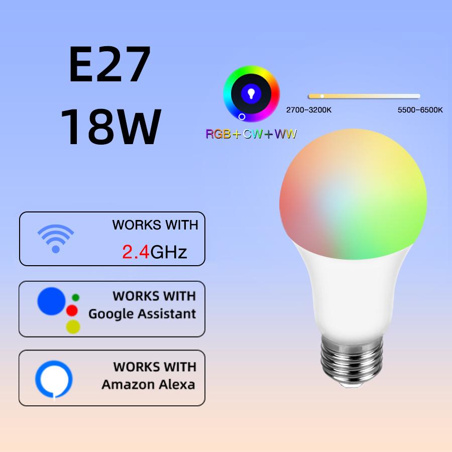 AC 85-265V E27 12W 15W 18W Smart Alexa Lamp CozyLife APP WiFi Light Bulb Dimmable Voice Control with Yandex Alice Google Home