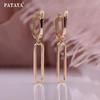PATAYA Rose Gold Color Hollow Earrings Artificial Zircon Long Drop Earrings Women Wedding Geometric Earrings