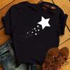 Maycaur Woman Star Moon Print Harajuku Летние футболки Повседневная футболка с круглым вырезом и коротким рукавом Женская черная футболка Прямая поставка
