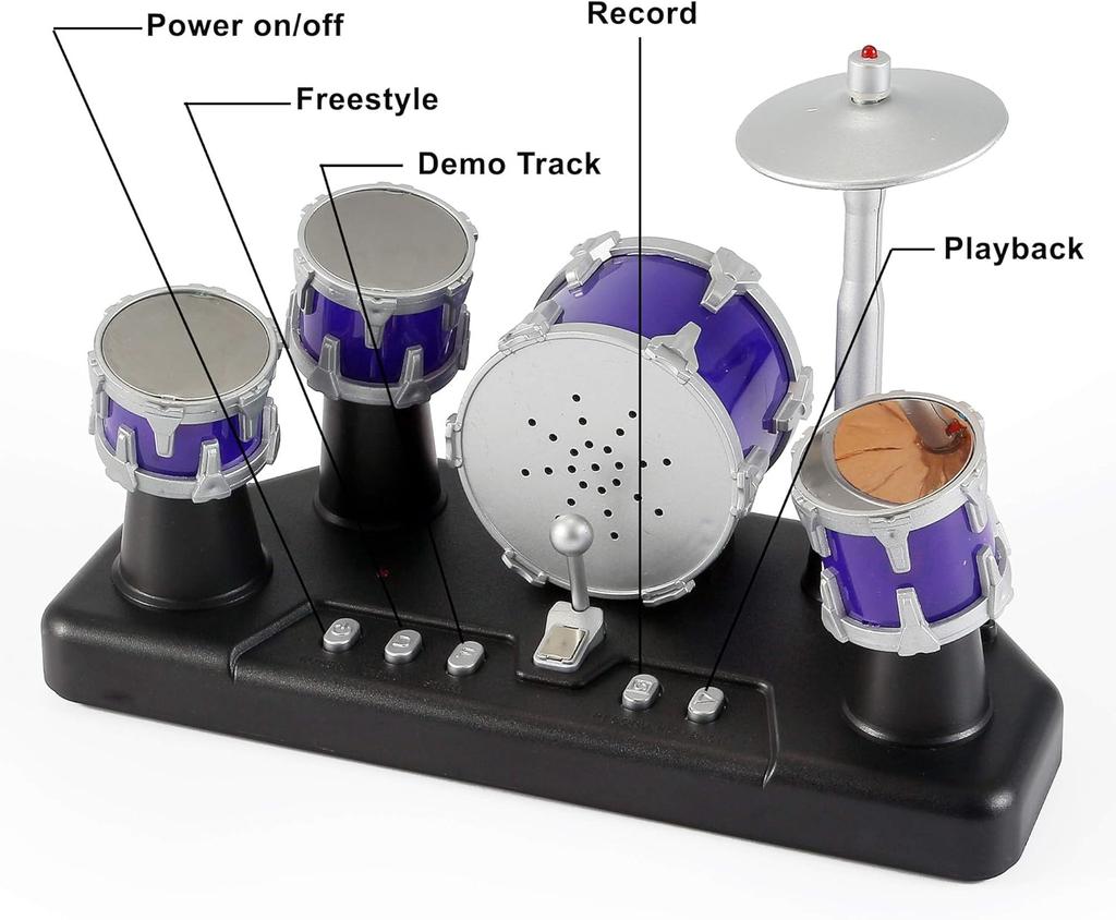 Finger Drum Set Electronic Mini Desktop Small Novelty Toy Desk Instrument Game with Sounds and Lights for Kids, Adults