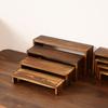 4Pcs/Set Wooden Tiered Riser Display Stand 4-Tie Perfume Organizer Stand Rustic Dessert Spice Figure Display Rack Riser Shelf Decoration