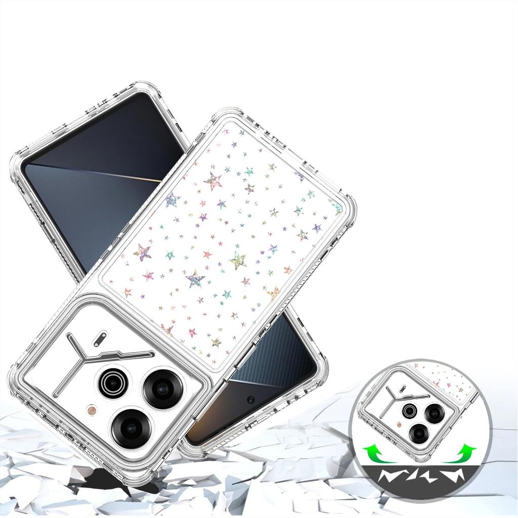 For TECNO Pova 6 Pro 5G LI9/Pova 6 5G Case Precise Cutouts Acrylic TPU Clear Phone Cover with Laser-printed Film