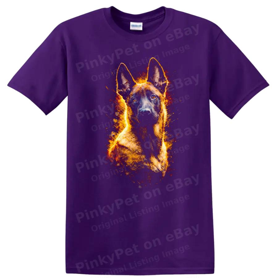 Dog Lover T Shirt Majestic Malinois Portrait Graphic Tee Art Design