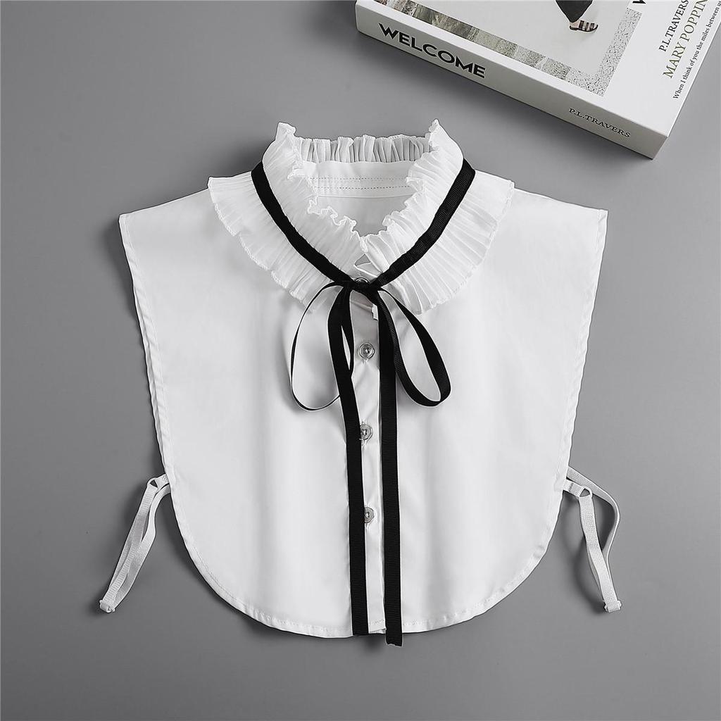 2023 Shirt Fake Collar Lace Black White Shirt Detachable Collar Suit Men Female Shirt Lapel Top Summer Thin Cool Fake Collar