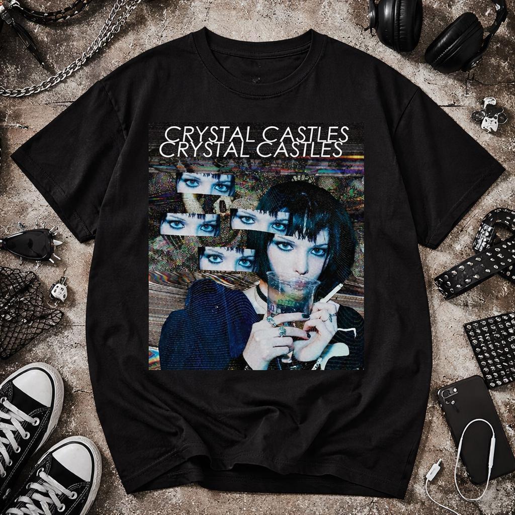 Crystal Castles Graphic Tee | Retro Glitch Eyes Album Art