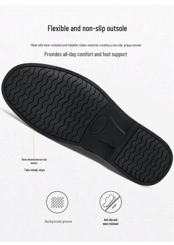 Мужские лоферы из натуральной кожи без шнуровки - Business Casual, Мягкая подошва, Дышащие, Круглый носок