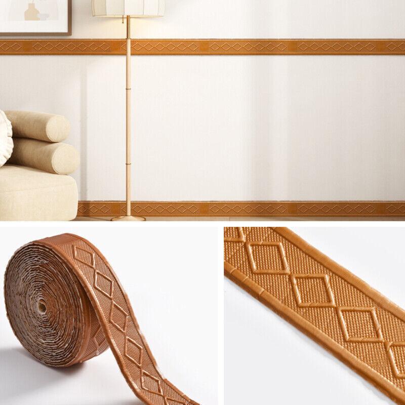 9.2M Self Adhesive Wall Skirting Border 3D Diamond Wallpaper Skirting Line Decor Waterproof Baseboard Wallpaper Sticker