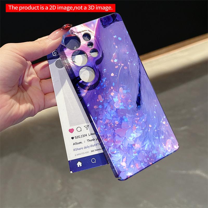 2DFlat Samsung phone case Purple Fox Amid Blooming Petals Applicable to Galaxy S22 S23 S24 S25ULTRA S26 A12 A13 A14 A15 A16