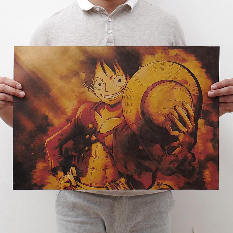 One Piece Retro Kraft Paper Anime Poster - Dorm Wall Decor