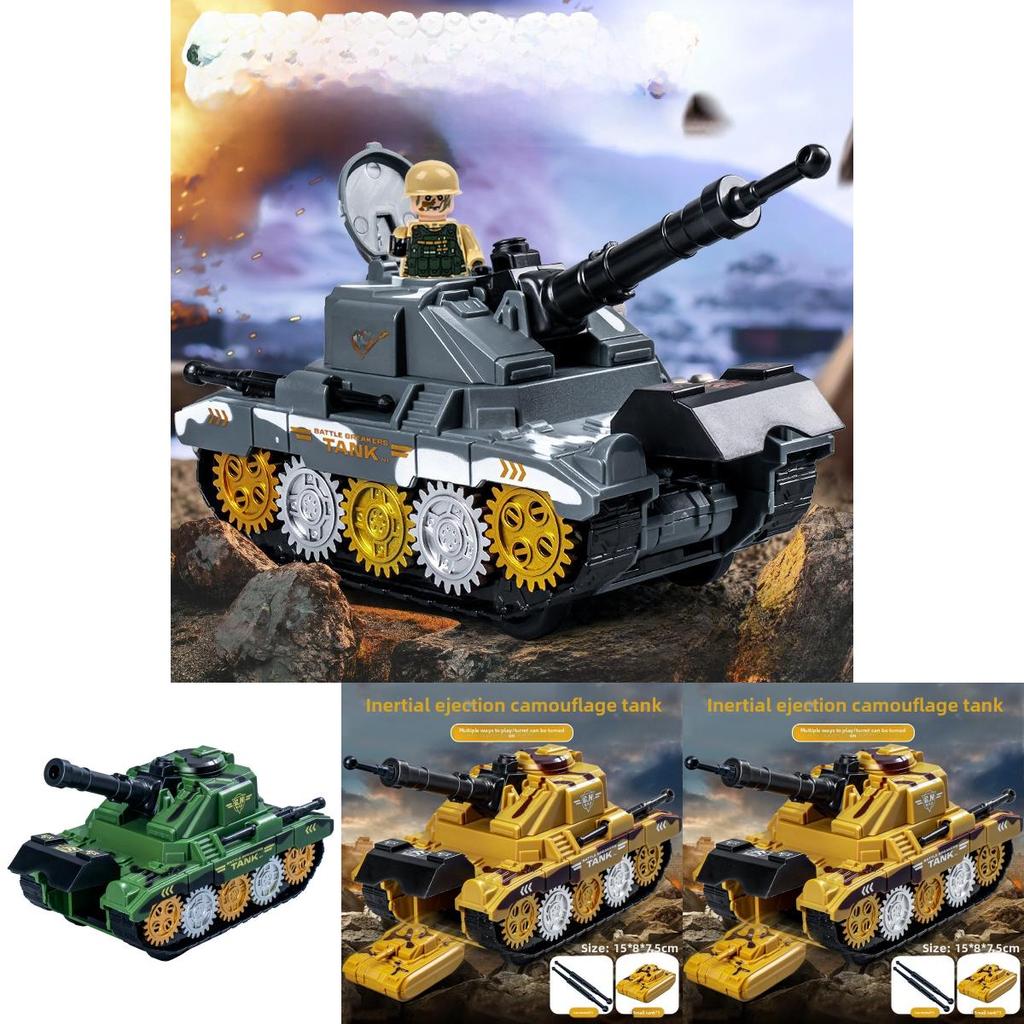 Shooting Tank Model Toy With Inertial Movement For Children And Creative Play