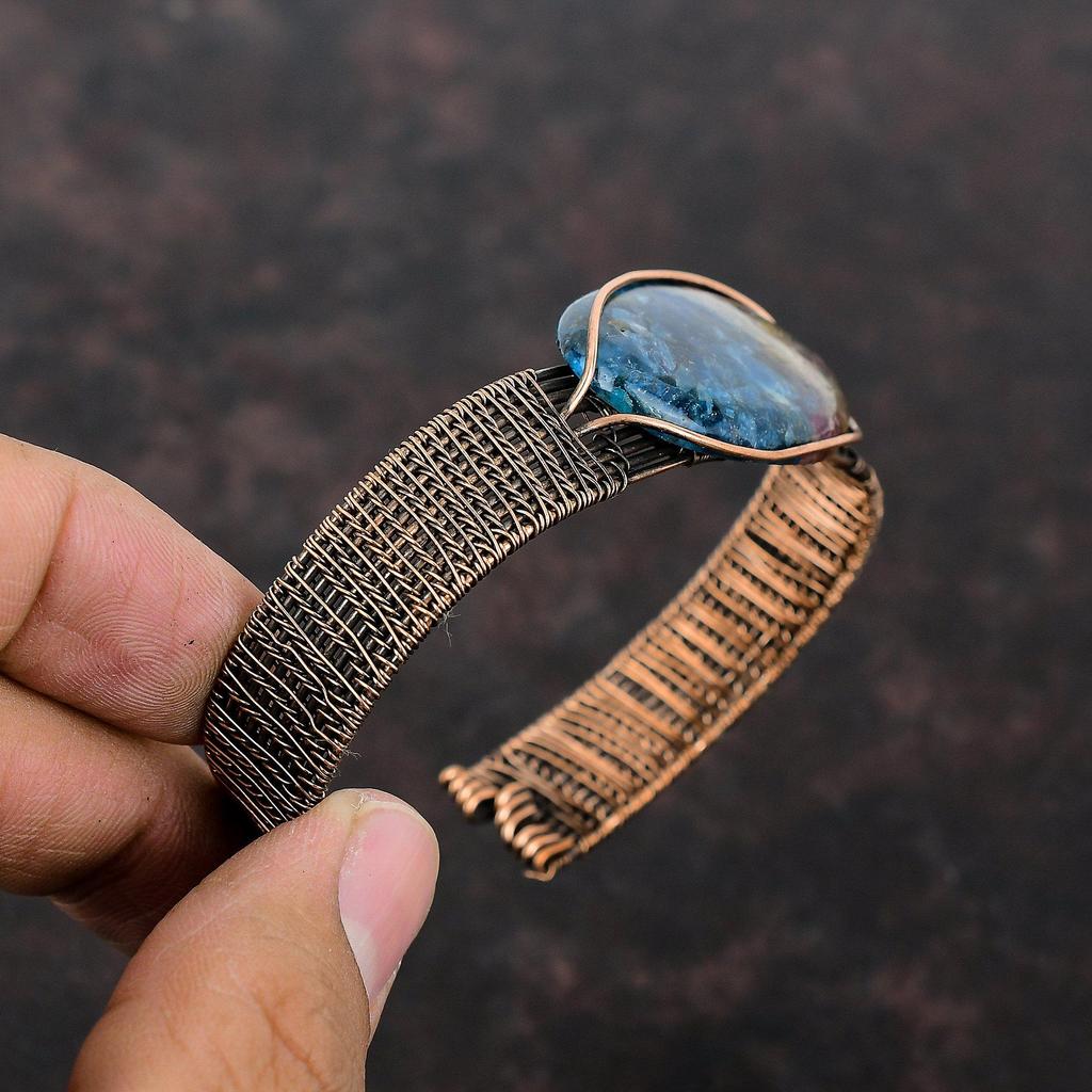 Copper Watermelon Tourmaline Bangle Gemstone Copper Wire Wrapped Bracelet Adjustable Bangle Handmade Unique Bangle Wire Wrap Jewelry Gifts