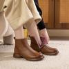 Women's Winter Thick Warm Cotton Shoes Leather Anti Slip Low Heel Plush Short Boots