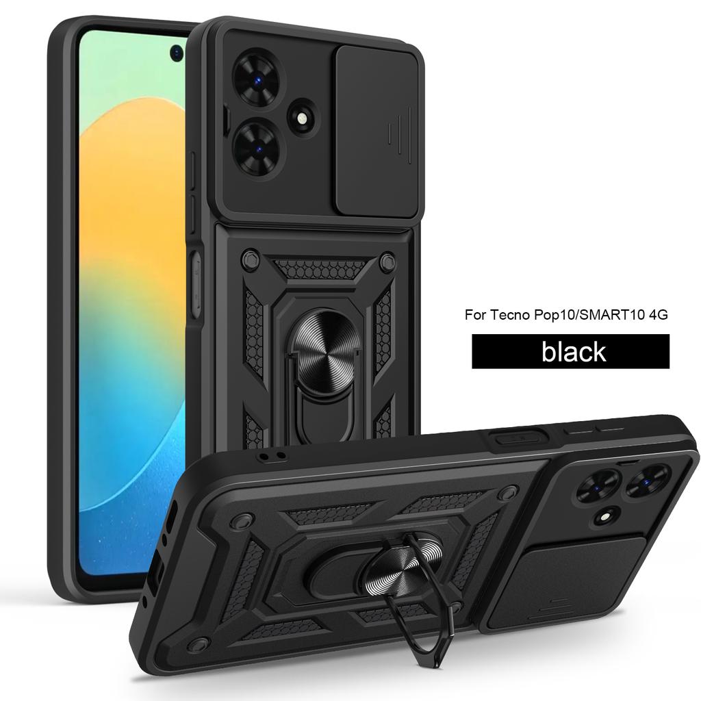 Для Infinix Smart 10 Чехол для Infinix Smart 10 Чехол с магнитной кольцевой подставкой Бронированный чехол для телефона Защита камеры сдвижной задней крышкой