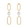New Elegant Temperament Earrings Generous Pearl Geometric Long Earrings