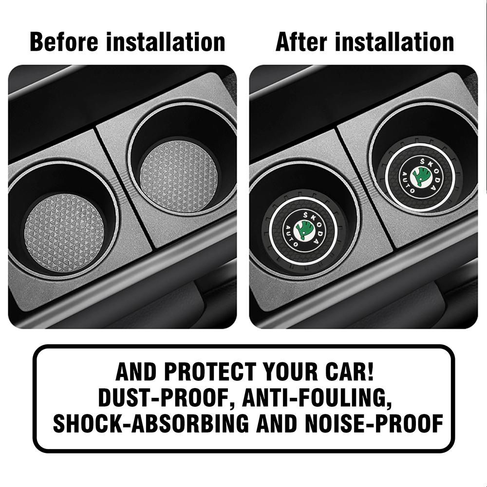 AAFM1 1/2/4Pcs Car Coaster Water Cup Mat Non-Slip Pad Accessories For Skoda Rapid Scala Kodiaq Fabia Kamiq Karoq Octavia 2 3 A5 A7 VRS