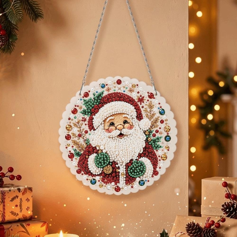 2D Flat Christmas Diamond Painting Set DIY Diamond Painting Hanging Ornament  Holiday Ornament
