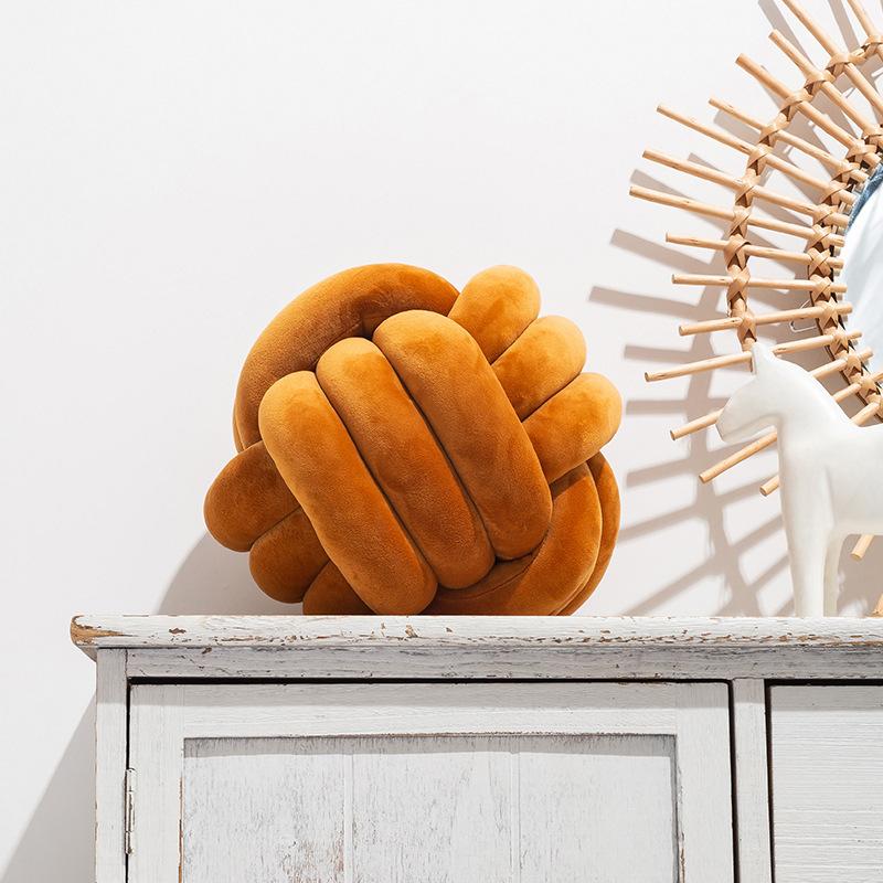 Три акции узел плюшевый мяч дизайн круглая декоративная подушка поясница спинка подушки домашний диван кровать украшения куклы игрушки для детей