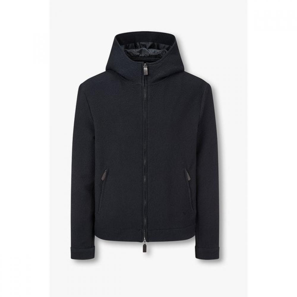Emporio Armani Men S Crinkle Pattern Hoodie Jacket A516110014
