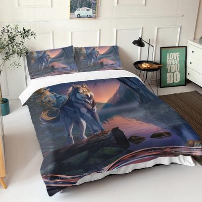 Мультяшный Детский Животный Волк Комплект Постельного Белья Пододеяльник Декор Удобные Комплекты Дышащее Постельное Белье для Подростка