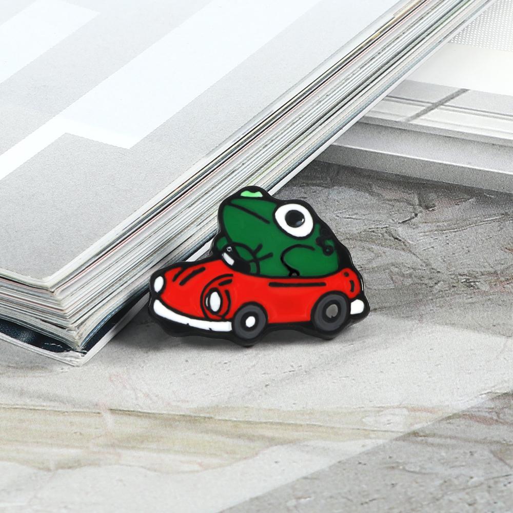 Cartoon Frog Driver Brooch Anime Game Mushroom Dinosaur Animal Enamel Pins BackPack Shirt Lapel Pin Funny Badge Jewelry for Kids