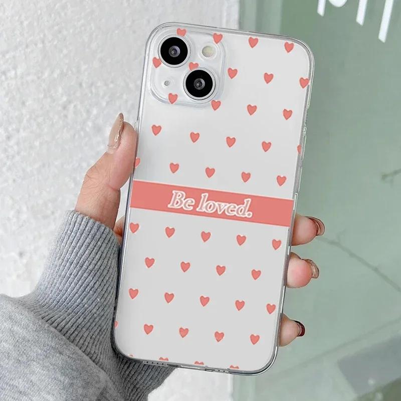 Чехол для телефона для IPhone 16 15 Pro Max 11 12 13 Mini 7 8 14 Plus X XR XS MAX Fundas Прозрачный Милый Мультяшный Сердце Любви Мягкая Крышка
