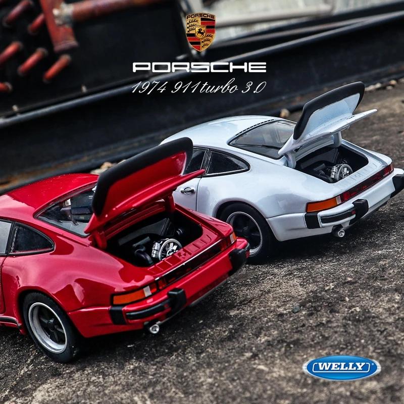 ВЕЛЛИ 1:24 1974 Porsche 911 Turbo 3.0 Спортивный автомобиль из сплава Модель Литая металлическая игрушечная машина Модель автомобиля Симуляция Коллекция Подарок для детей