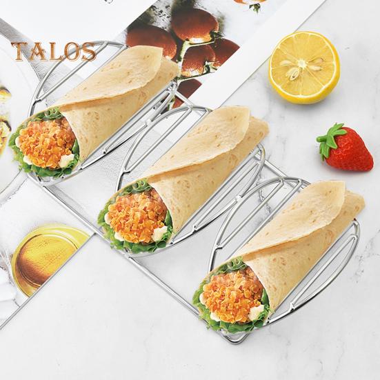 Stainless Steel Taco Holder Stands for 3 Tacos Rust-Proof Taco Tray Plates for Crispy Shells Heat-Resistant Burrito Stand for Holidays Outings