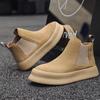 Genuine Leather Male Chelsea Boots New Leisure Walk Men's Ankle Boots Soft Elastic Strap Slip On Footwear Business Casual Shoes