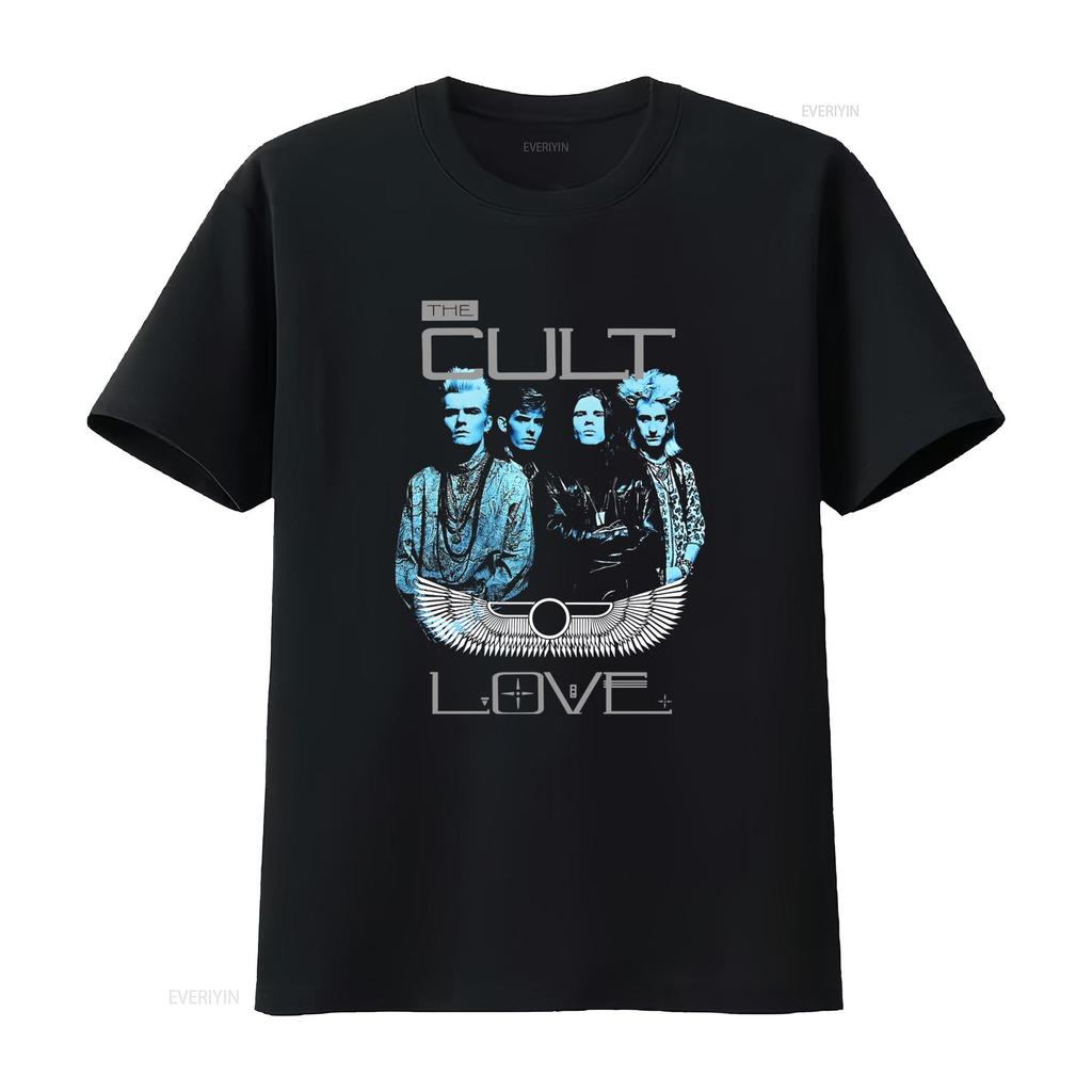 Футболка Rock с принтом Cult Love для моды Винтажная стирка Унисекс Мужская Стильная мода Мягкая Удобная
