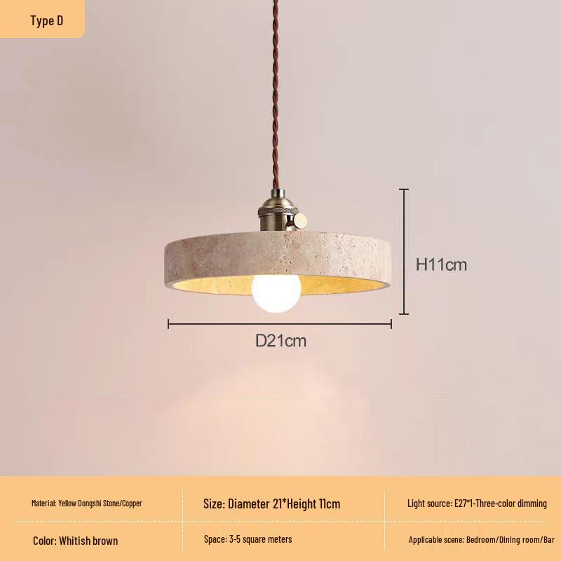 Японский подвесной светильник в стиле Ваби-Саби из желтого травертина, ретро-стиль середины века для спальни, гостевого дома или ресторана.