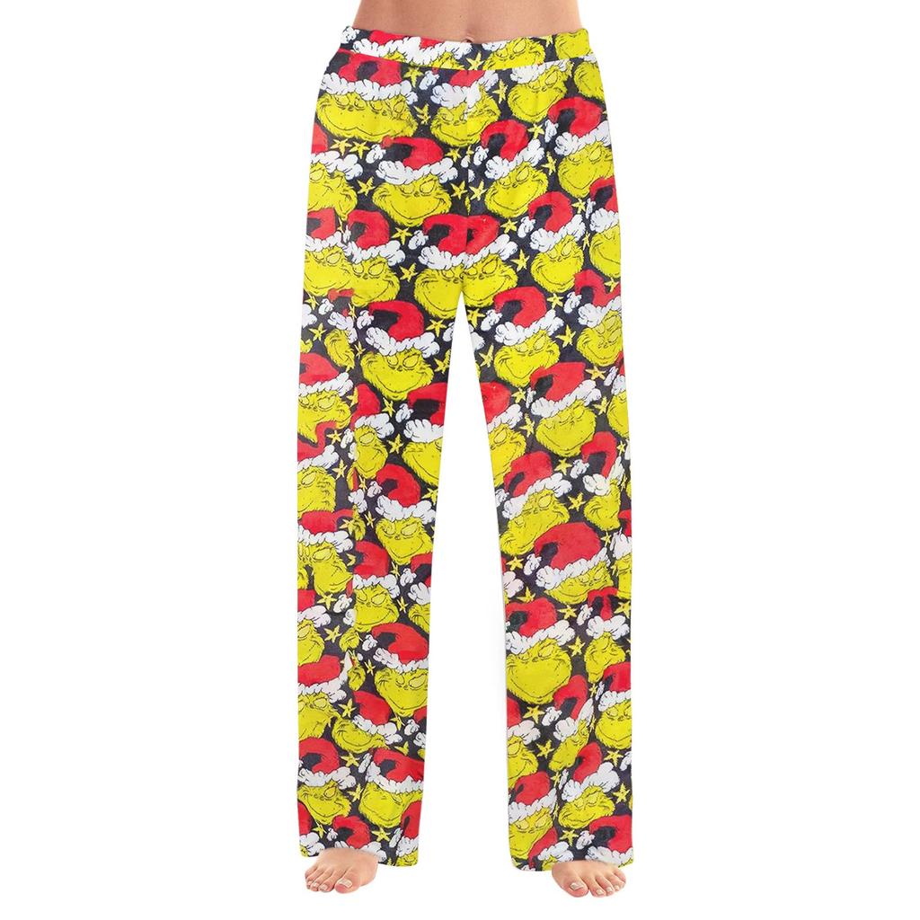 Детские зимние брюки, длинные брюки, фланелевые брюки с рождественским принтом