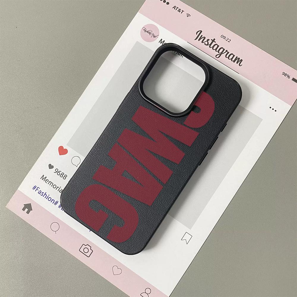 Уличная мода SWAG Чехол-буклет для iPhone 17 16 15 14 13 12 11 Pro Max Крутая типографика Кожаная текстура Мягкий силиконовый чехол