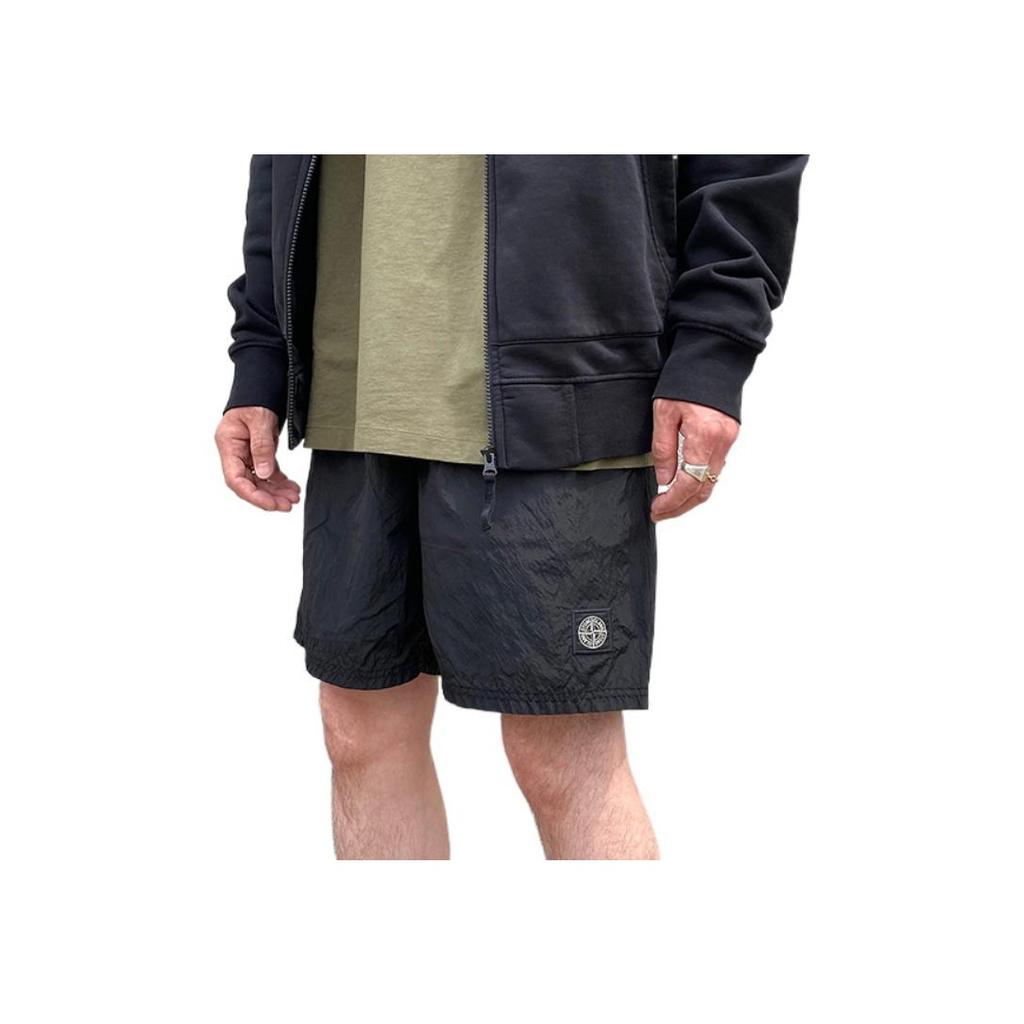 STONE ISLAND Плавки-шорты с логотипом-патчем черные мужские 7415B0943-V0029