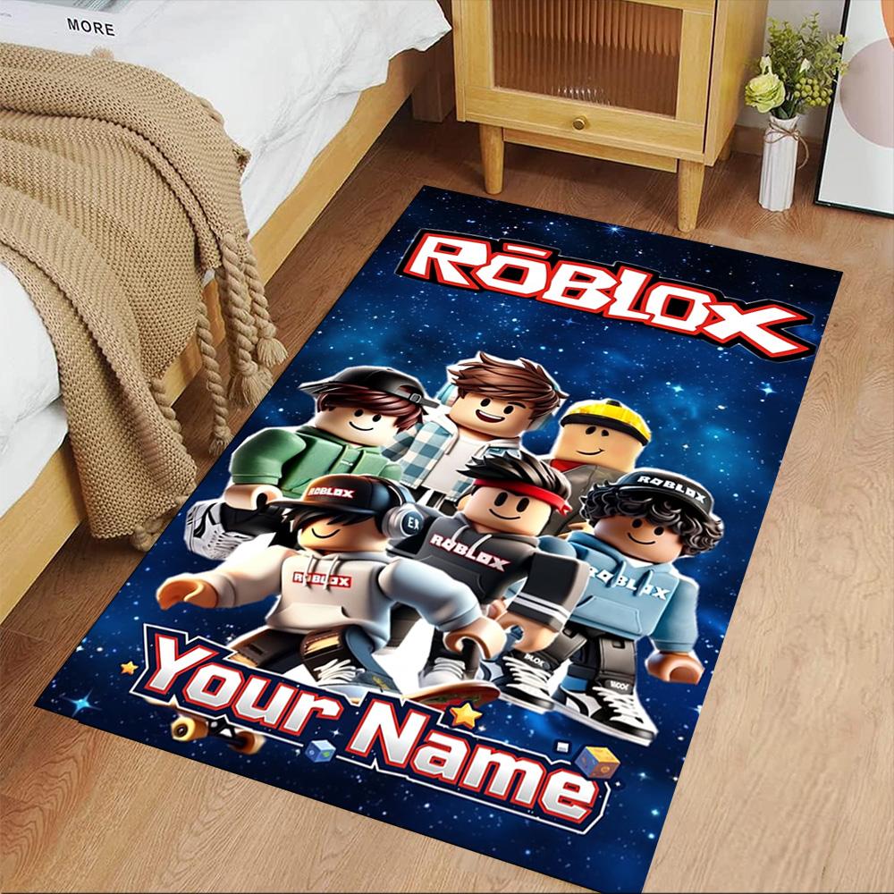 Персонализированный коврик для пола Roblox с текстом Идеально подходит для общежития, столовой, игровых комнат, игровой комнаты Антискользящий ковер Аниме Декор для офиса