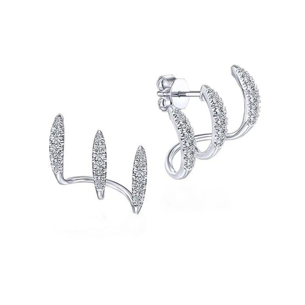 Light Luxury Crystal Claw Ear Stud Temperament Women Zircon Stud Earrings Wedding