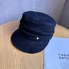 Solid Women Fashion Color Suede Flat Top Hat For Autumn And Wearing Winter