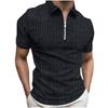 Men'S Short Sleeve Zipper Polo Shirt 3D Printed Business Casual Striped Lapel Shirt