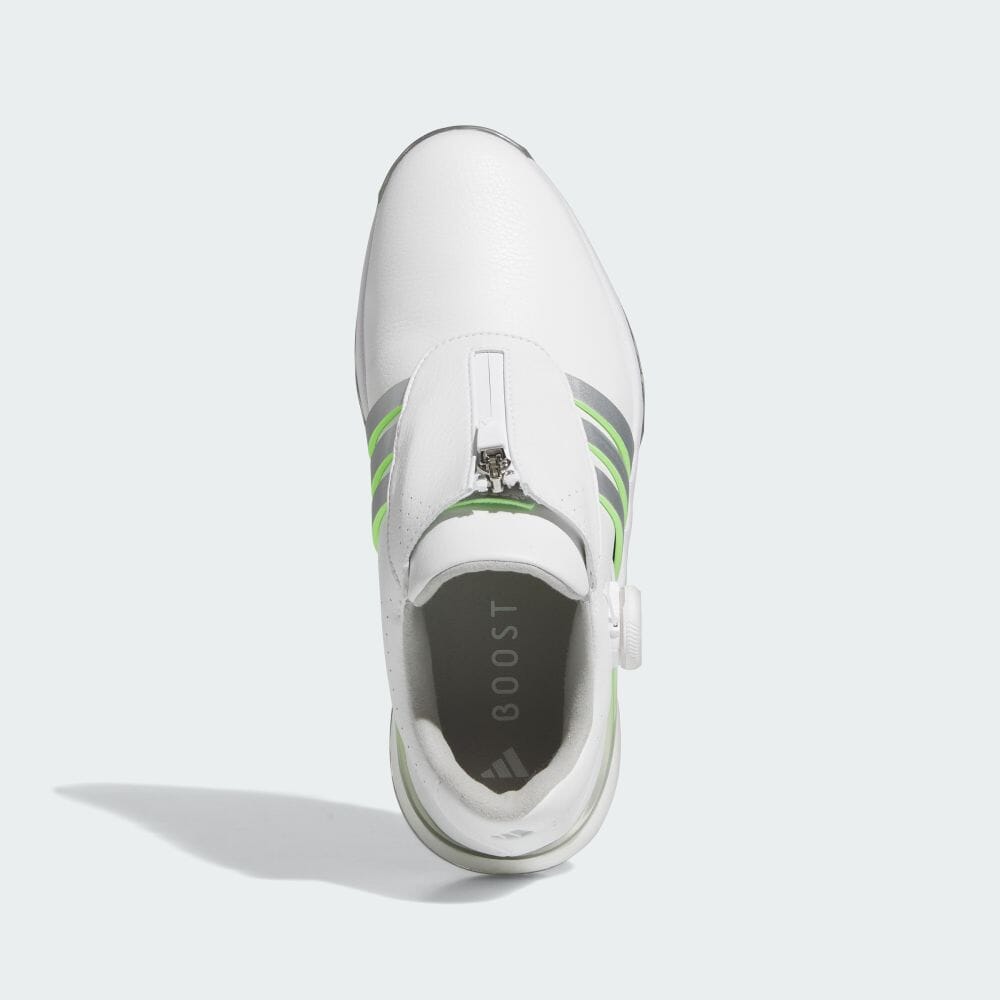 adidas Женская обувь Tour 360 24 Bore, белые туфли и обувь, спортивная обувь, женская обувь для гольфа IF0264, белая/серебристая металлическая/зеленая искра