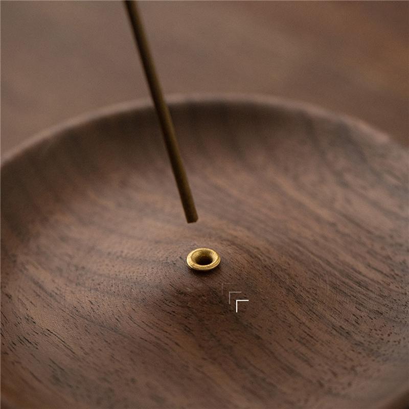 Курильница для благовоний из черного ореха, держатель для благовоний, деревянная круглая подставка для благовоний, украшение для дома, спальни, дома, йоги, украшения, ремесла