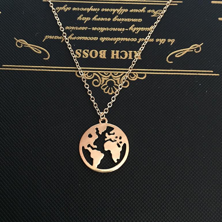 Ожерелье с картой мира в виде глобуса, подарочные подвески с выемками в виде Земли, персонализированное модное ожерелье, лучшие ювелирные изделия AVE