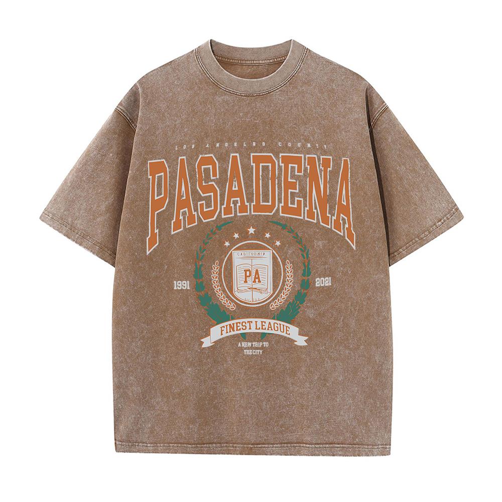 Летние женские хлопковые стираные футболки с принтом Pasadena Finest League, свободные потертые топы с круглым вырезом, уличная одежда