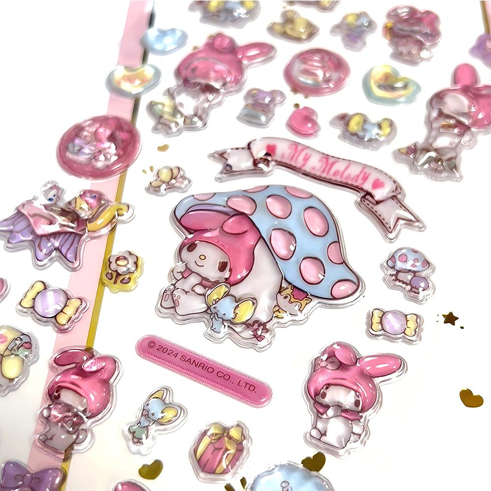 Милые 3D Хрустальные Наклейки Sanrio Эстетичные Мультяшные Декоративные Наклейки Почакко Синнаморолл Моя Мелоди Куроми Рельефная Наклейка